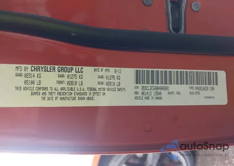 2011 Dodge Charger из США, поврежденный, VIN 2B3CL3CG0BH606901